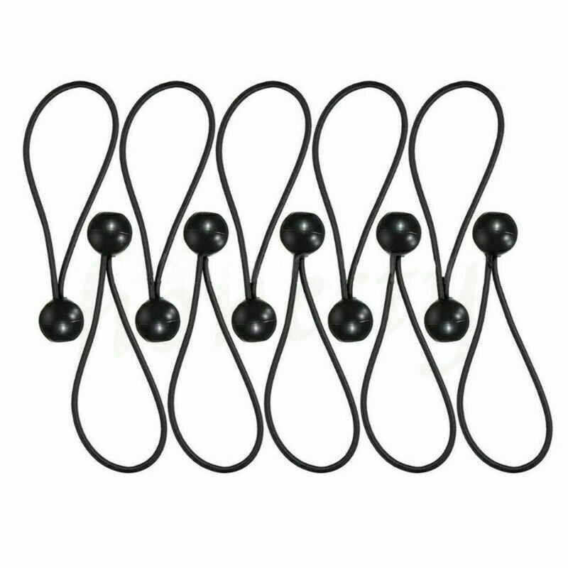 6pcs Multifunction Black Elastic Ball Loop Bungee Tie Tarpaulin Shock Cord Wire