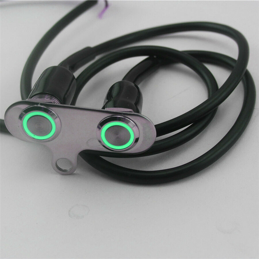 Universal Motorcycle Horn Engine Start Kill Dual Button LED Self-return Switch