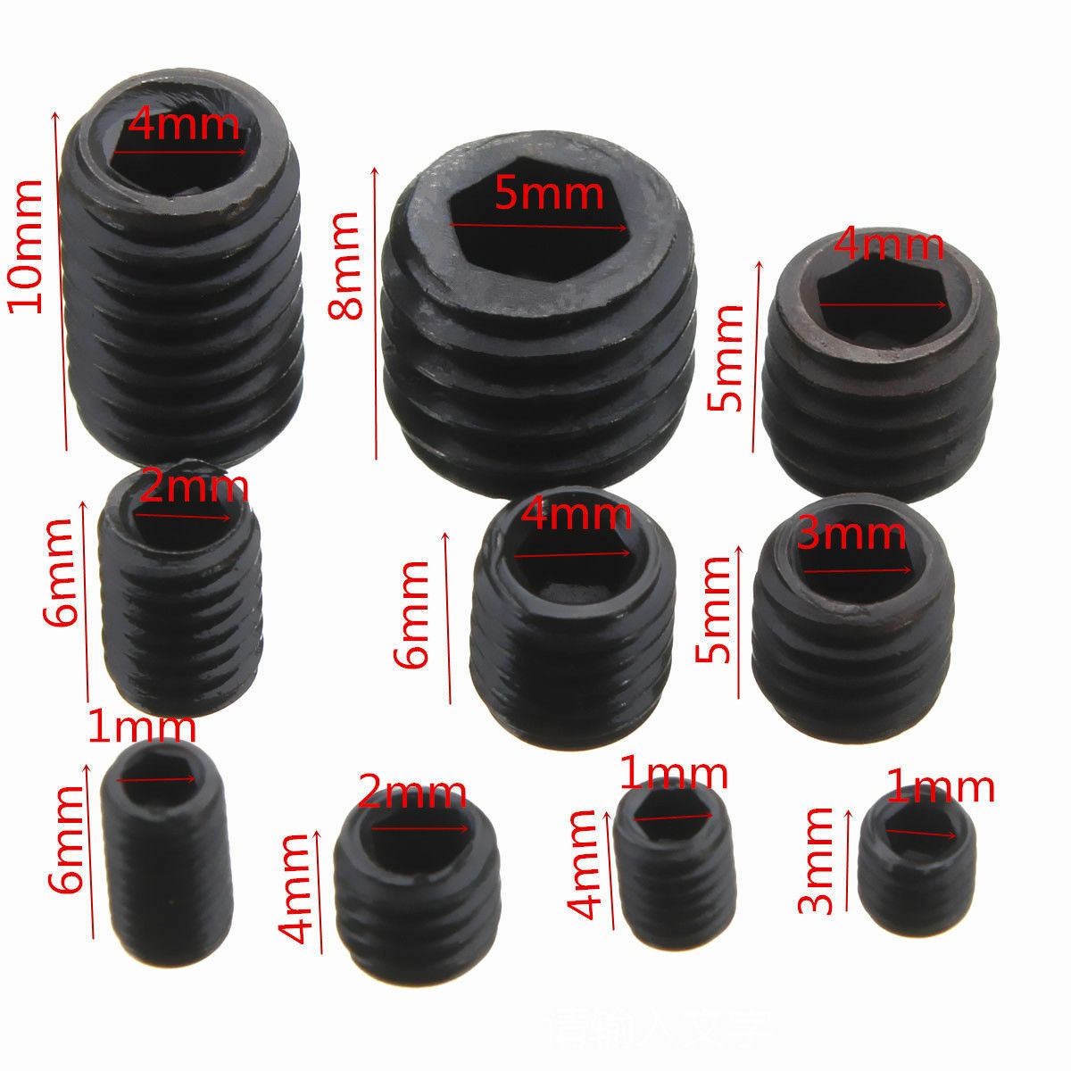 200pcs Black Allen Head Socket Hex Set Grub Screw Cup Point Assortment Kit Steel