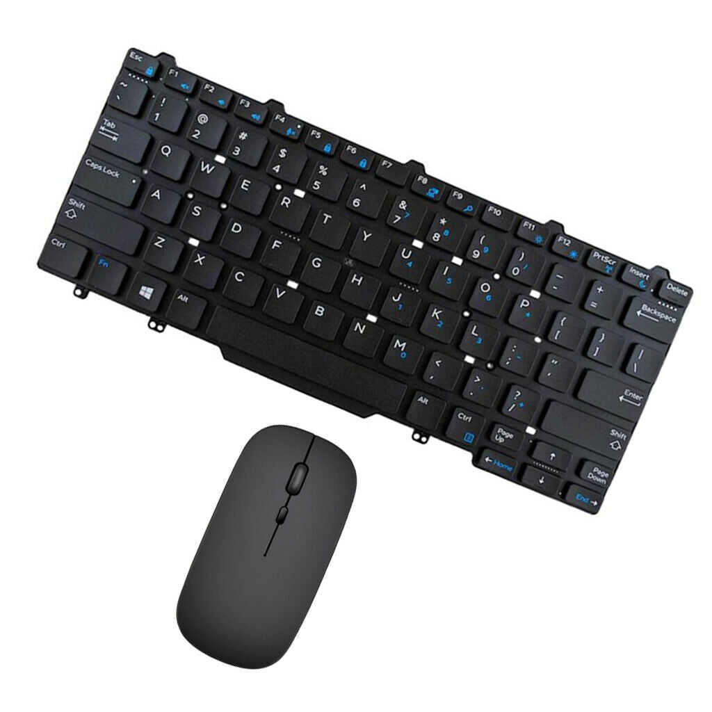 For Latitude 3340 E3340 English Keyboard+Mini Recharge Wireless Mouse Black