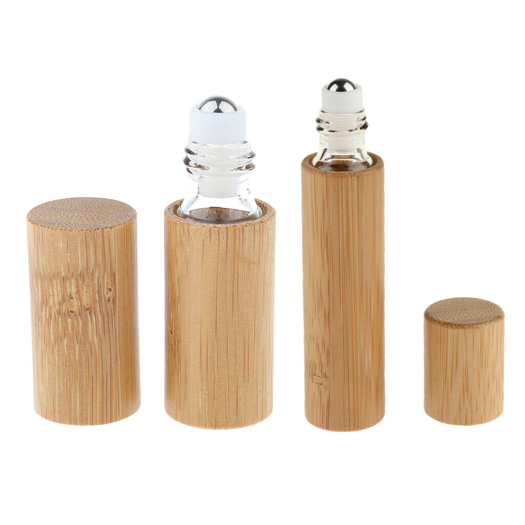 2x 5ml/10ml Natural Bamboo Empty Essential Oil Roller Bottles Container