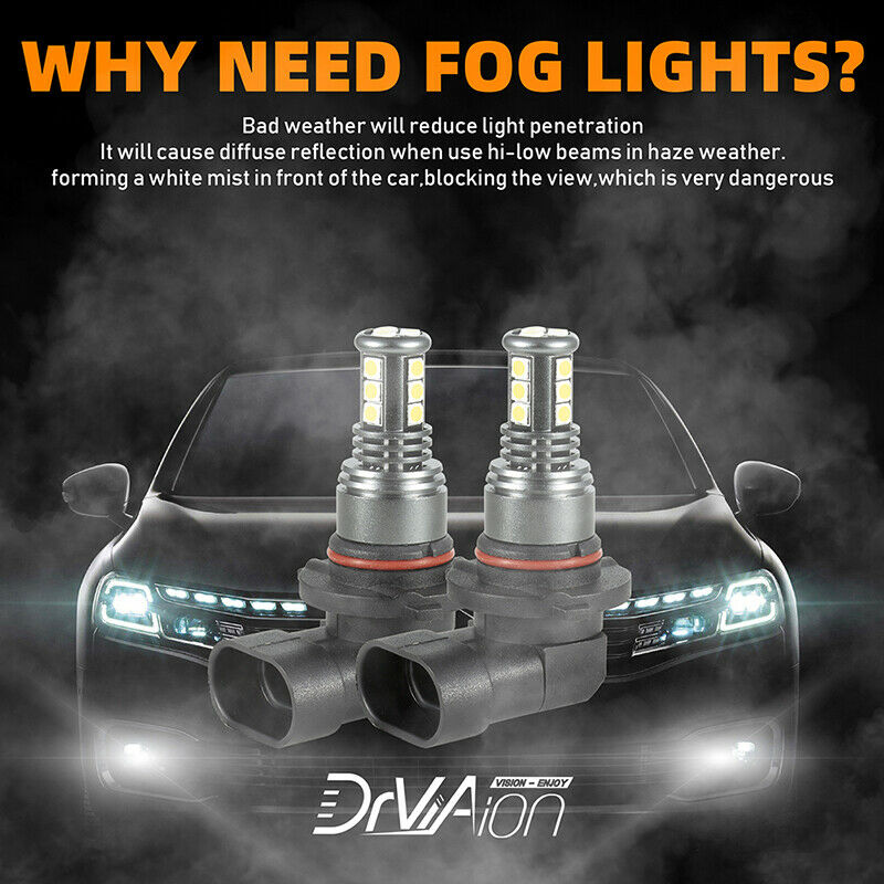 2Pcs 9005/9006/H10 LED Fog Light Headlight Bulbs Kit 28W 6500K Bright White BDA