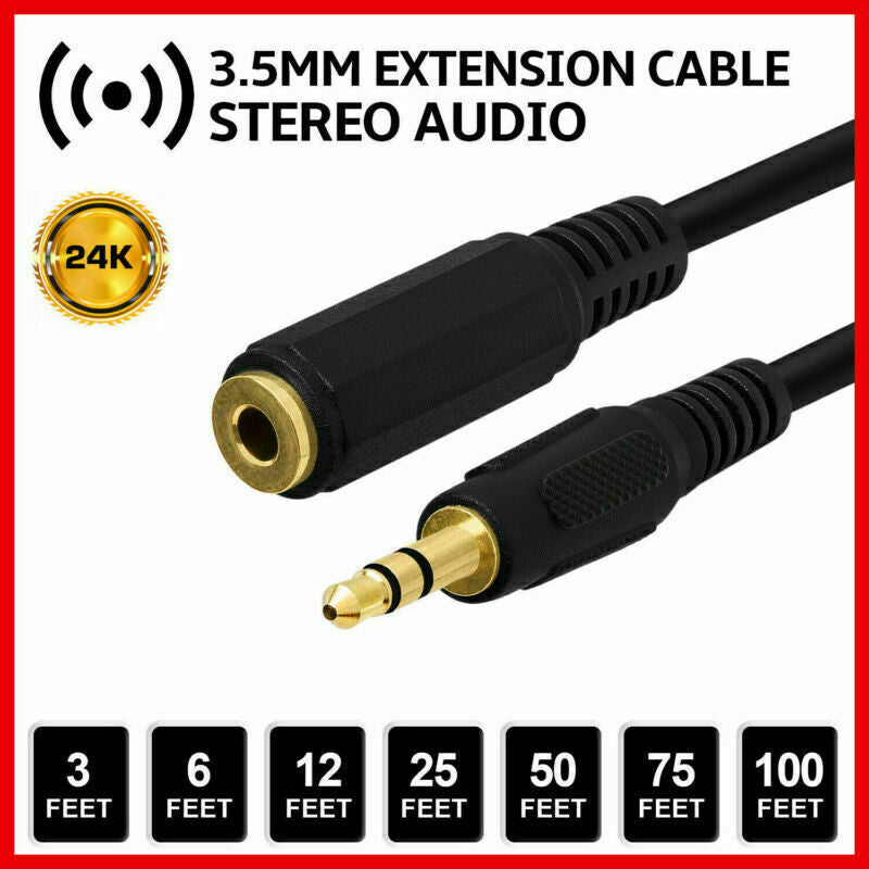 1X5ft 1/8" 3.5mm Stereo Audio Aux Headphone Cable Extension Cord Male to Female