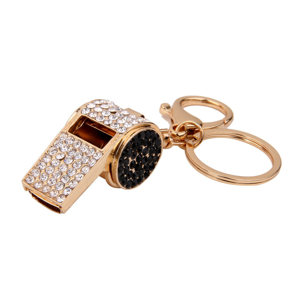 Crystal Whistle Keychain Chain Diamante Charms Bag Purse Pendant