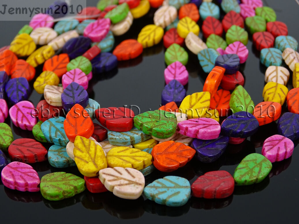 Mix Color Howlite Turquoise 9mm x 13mm Lovely Leaf Spacer Beads 15.5'' Strand