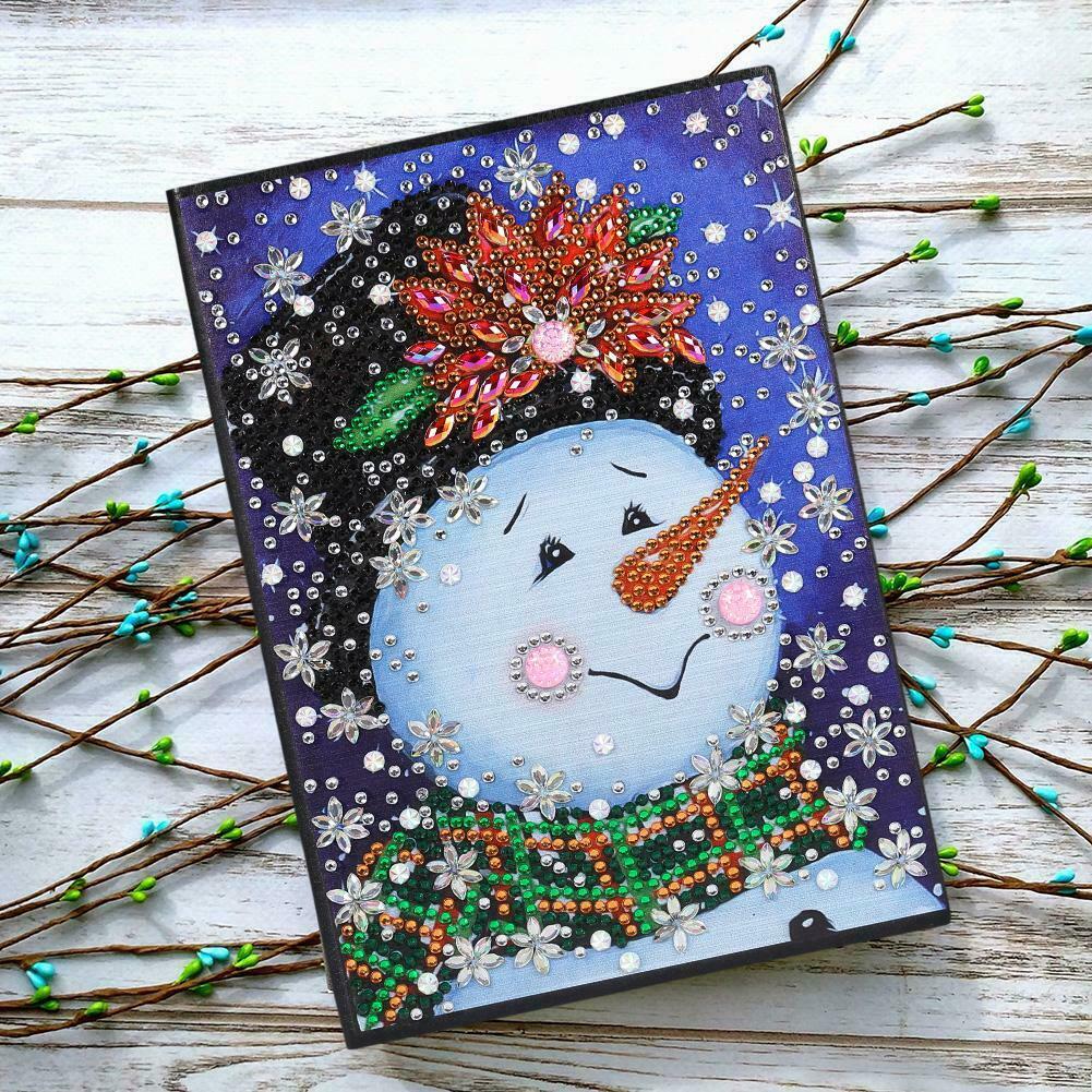 DIY Christmas Snowman Special Shaped Diamond Painting 60 Pages A5 Notebook @