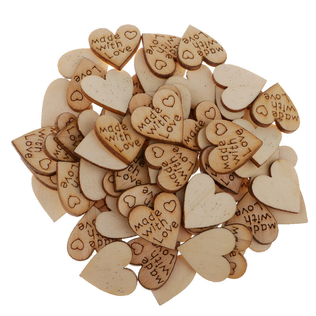 100X Chic Wood Heart Shapes Wedding Table Scatter Party Decoration Craft DIY