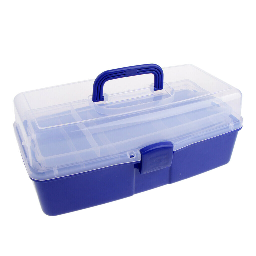 3 Tier Large Plastic Storage Box Case Nail Art Craft Makeup Organizer Blue