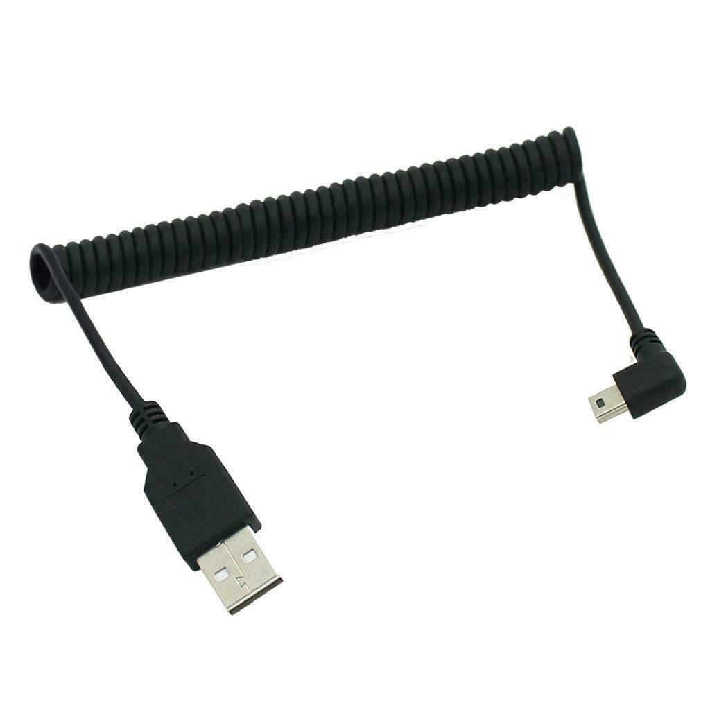 90 Degree Angled USB 2.0 A Male to Left Angle Mini B 5p Male Spring Cable