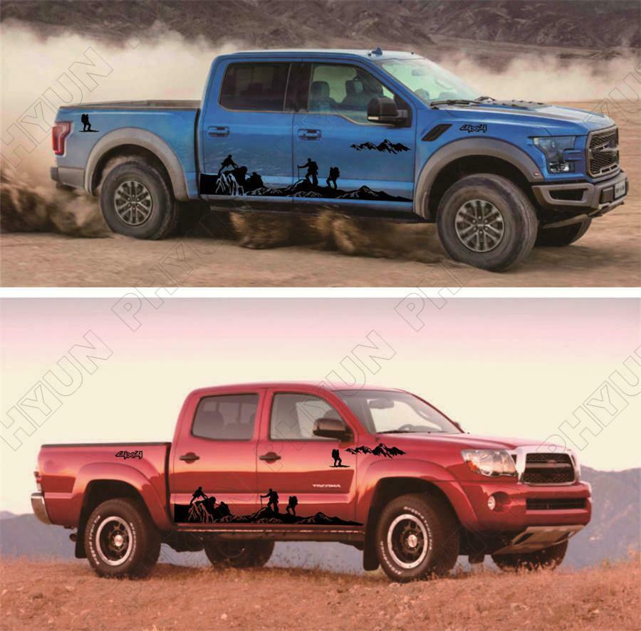2x Car Truck Body Stickers Decals Black Mountain Peak Style 260 x 50cm Universal