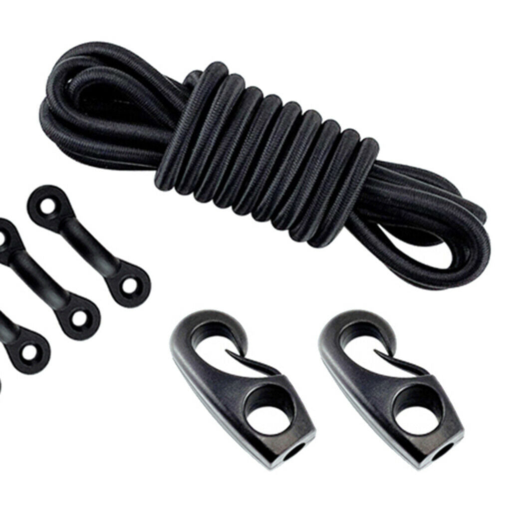 Marine Kayak Bungee Kit Bow & Stern Tie Downs 8feet Cord 6 Padeyes 12 Rivets