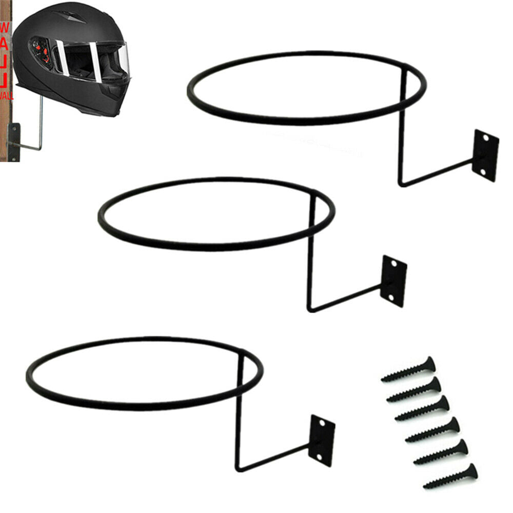 3Pcs Universal Motorcycle Scooter Helmet Holder Hook Helmet Rack Black Steel