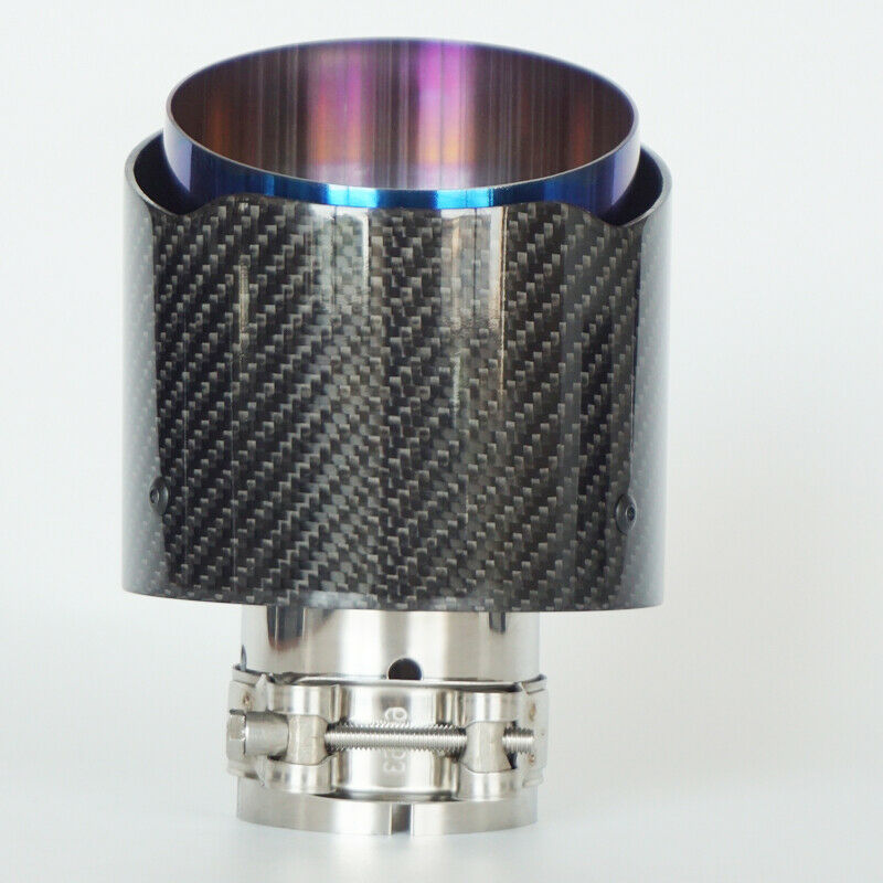 66mm Inlet Roasted Blue Carbon Fiber Steel Car Exhaust Pipe Tail Muffler End Tip
