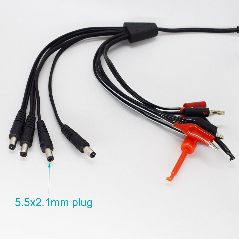 1set DC 5.5x2.1mm Female to 2.1mm Male/Banana Male/Female/Clip/Test Hook Cable