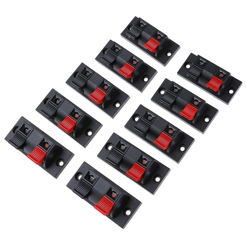 10 Pcs Spring Clip Speaker Terminal Board 2 Ports Binding Post Connector Soc- DD