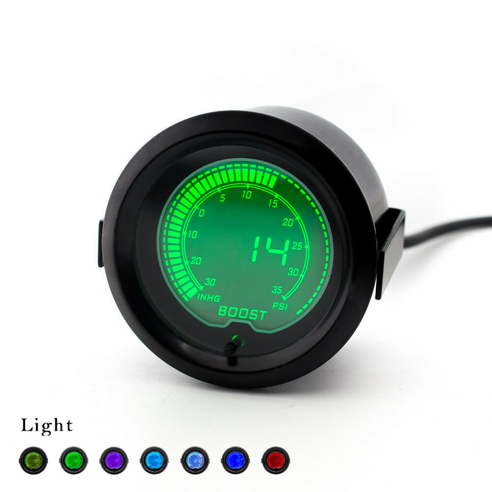 52mm 7 Color LED Digital Turbo Boost Vacuum Pressure Gauge Meter Auto Car Truck