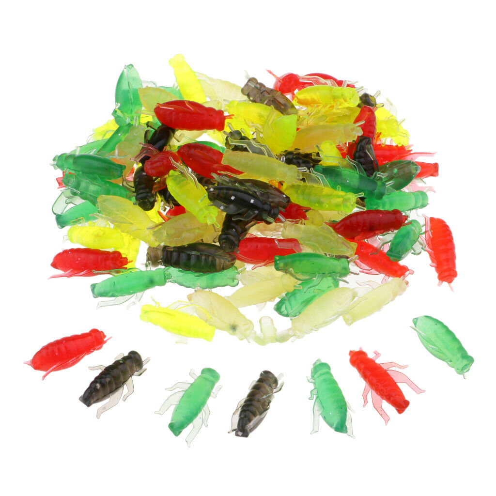 100x Lifelike Cricket Lures Hook Soft Baits Fishing Tackle Accessories