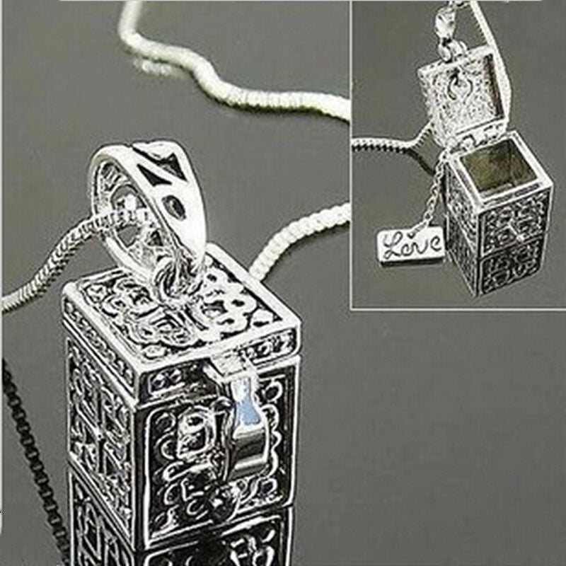 Metal Urn Cremation Pendant Necklace Ash Holder Mini Keepsake Jewelry SilverY Qx