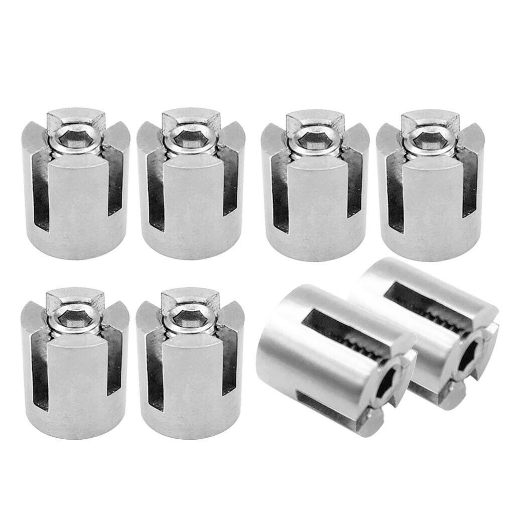 8PCS 3MM 1/10" WIRE ROPE TRELLIS CROSS CLIP STAINLESS STEEL 316 MARINE GRADE