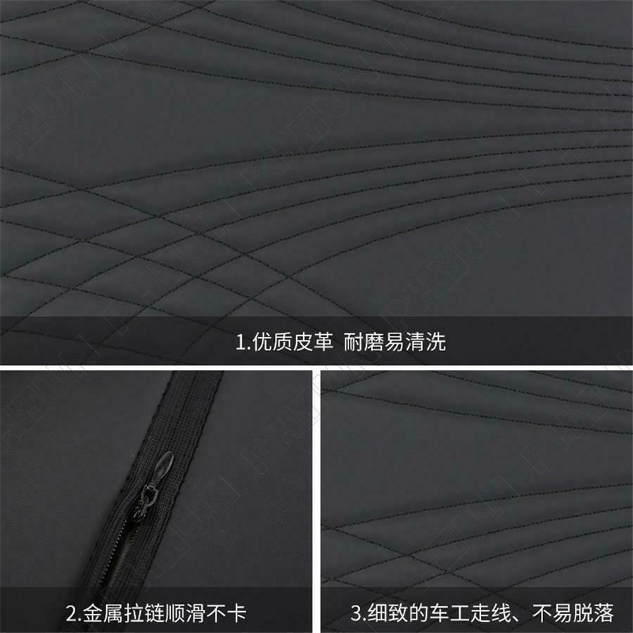 Black Car Armrest Box Mat Premium PU Leather Memory Foam Interior Accessories