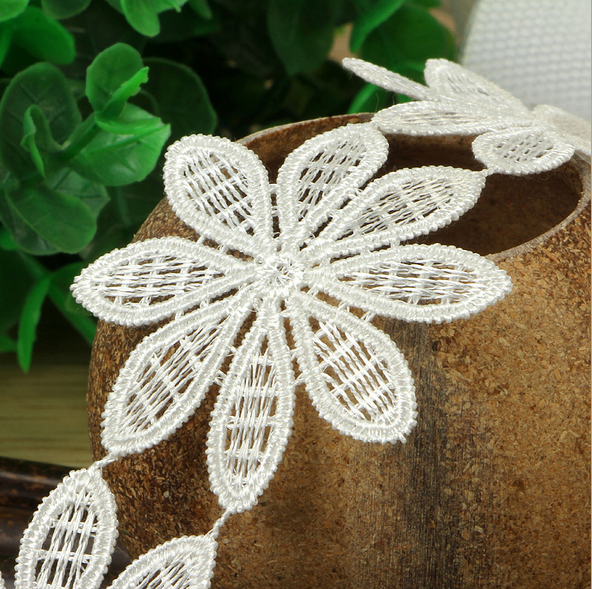 5 Yards Cotton Crochet Flowers Lace Trim Wedding dress Ribbon Sewing Crafts