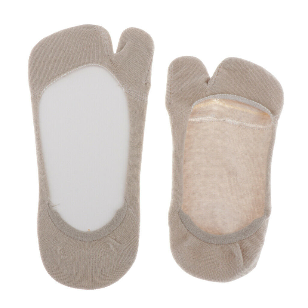 4 Pairs Two Toe Socks Tabi Socks Casual Non Slip Low Cut Ankle Boat Socks
