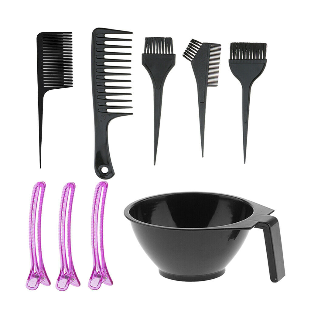 9Pcs Hair Coloring Mixing Bowl Bleaching Dyeing Kit Salon Beauty Comb Tool