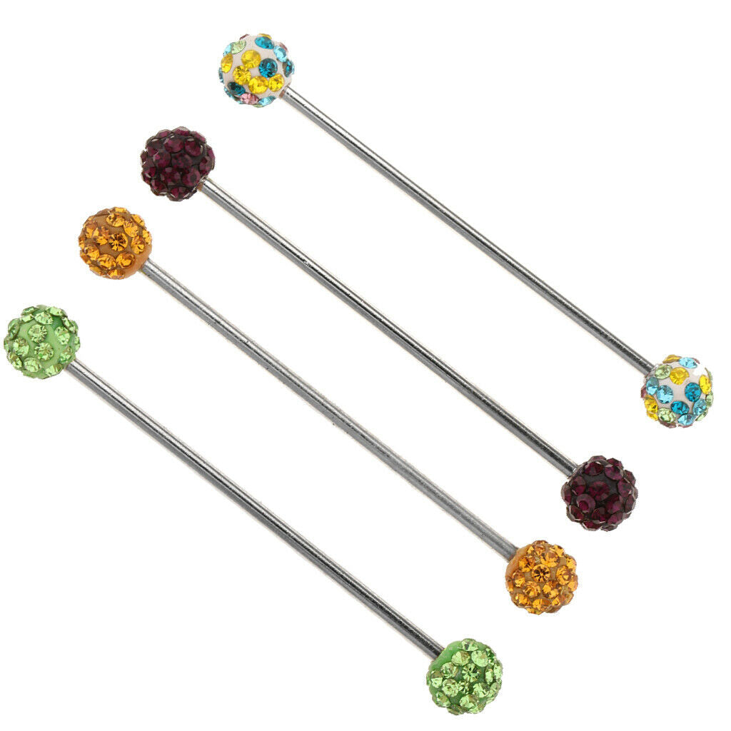 4Pc Stainless Steel Ear Tragus Barbell Tongue Bar Piercings Jewelry Colorful