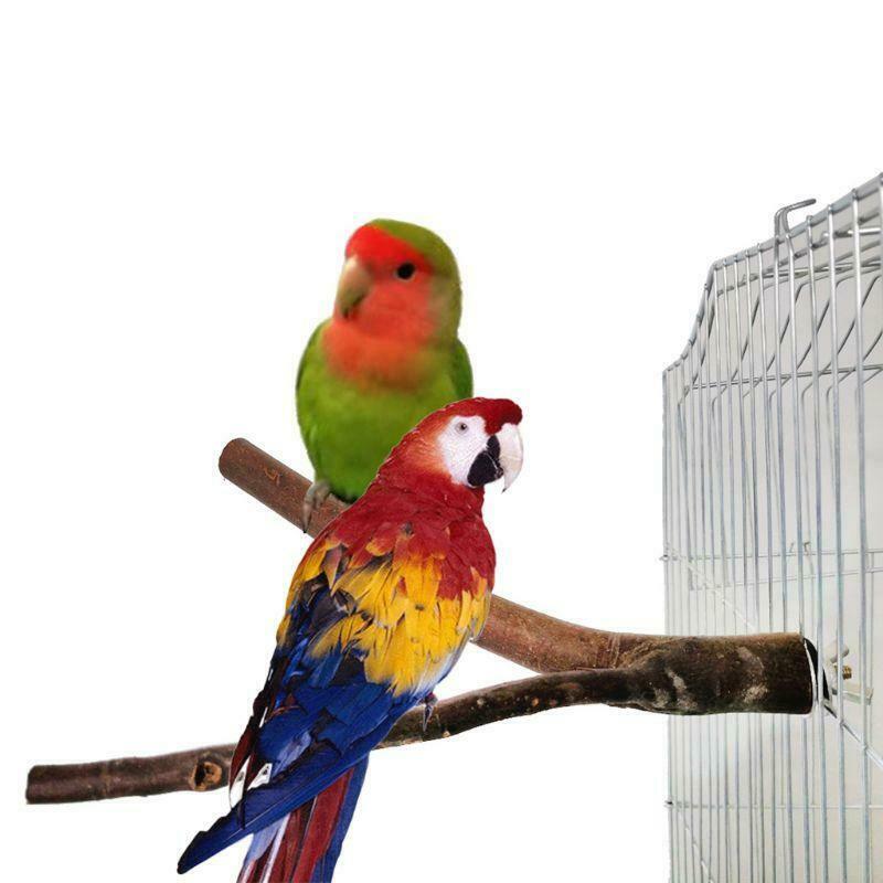 2Pcs Natutal Wooden Bird Parrot Toys Rough Bird Perch Cage Play Stand Platform