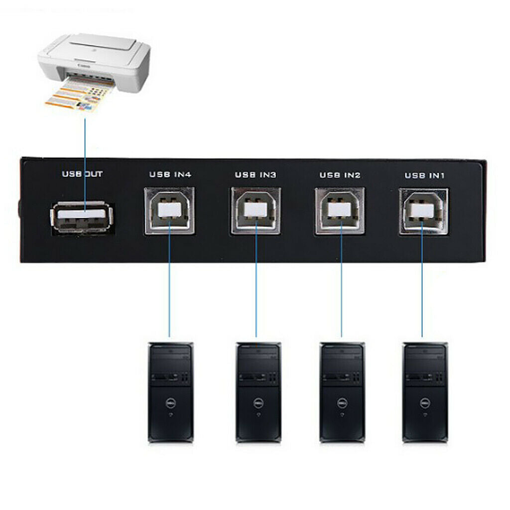 USB 2.0 Sharing Switch 4Port USB Peripheral Switcher Adapter Box Hubs   out