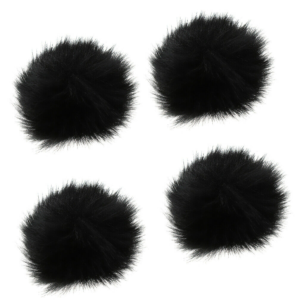 4xMicrophone Furry Windscreen Windshield Muff Mic Furry Cover black