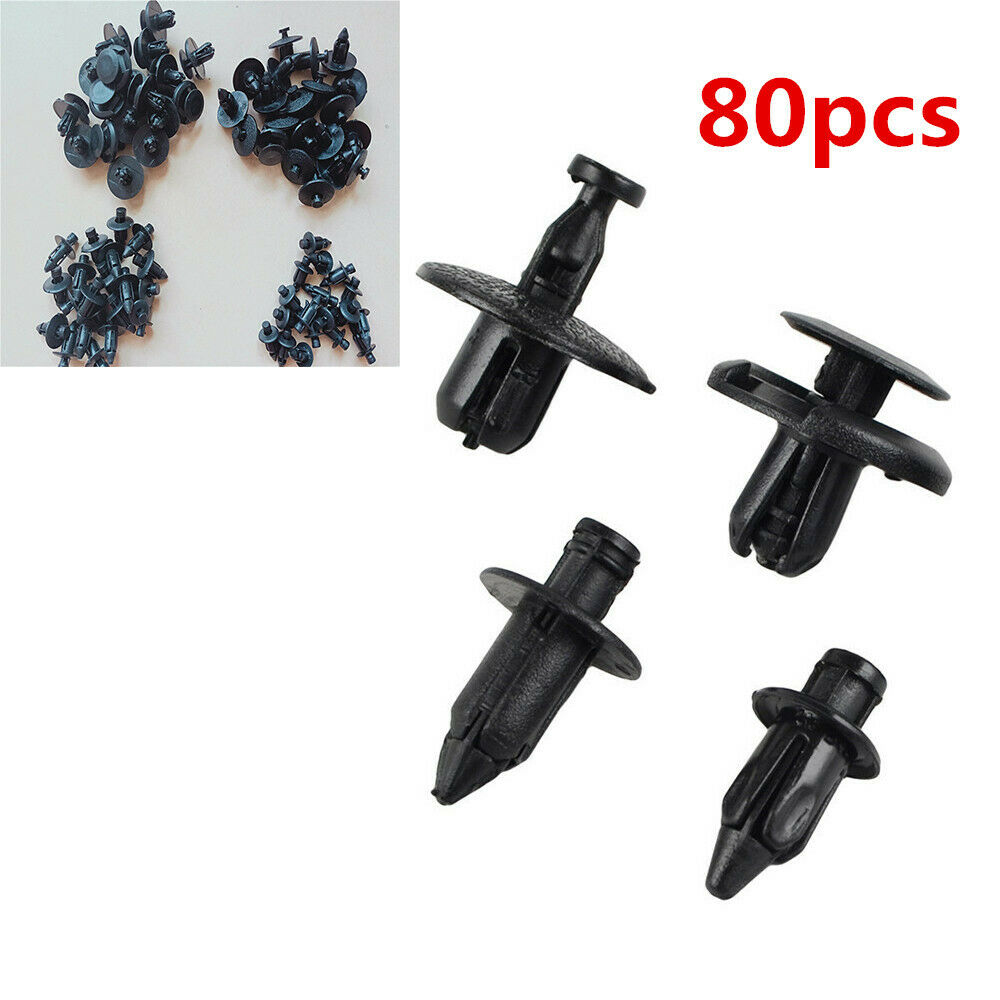 80PCS Motorcycle ATV Nylon Fairing Bolt Bodywork Push Pry Rivets Pin Kit Set