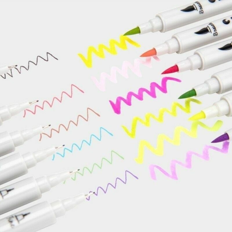 2Dual Tip Brush Markers Pens Set Art Paint Highlighter For School Drawing Sketch