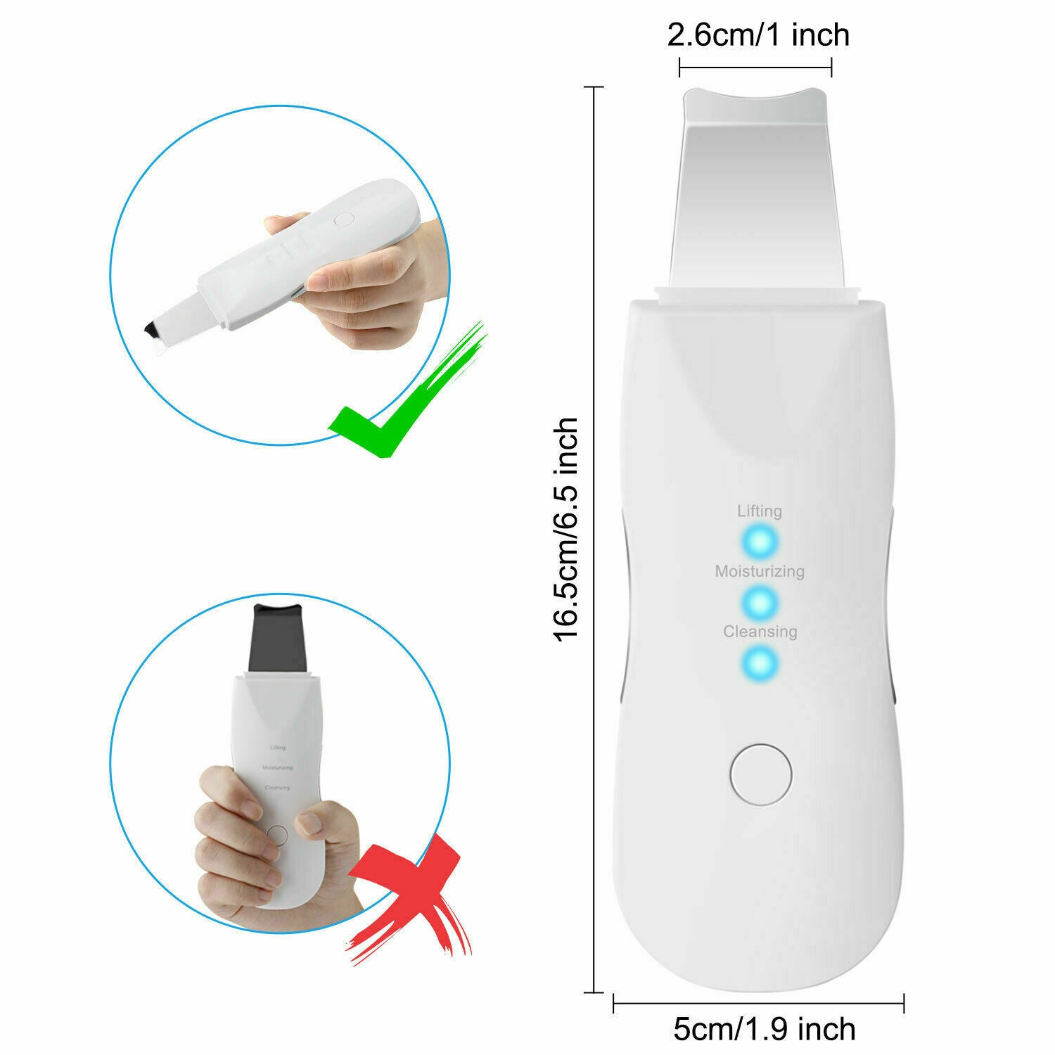 Ultrasonic Facial Skin Scrubber Spatula Face Extractor Peeling Deep Cleaner Tool