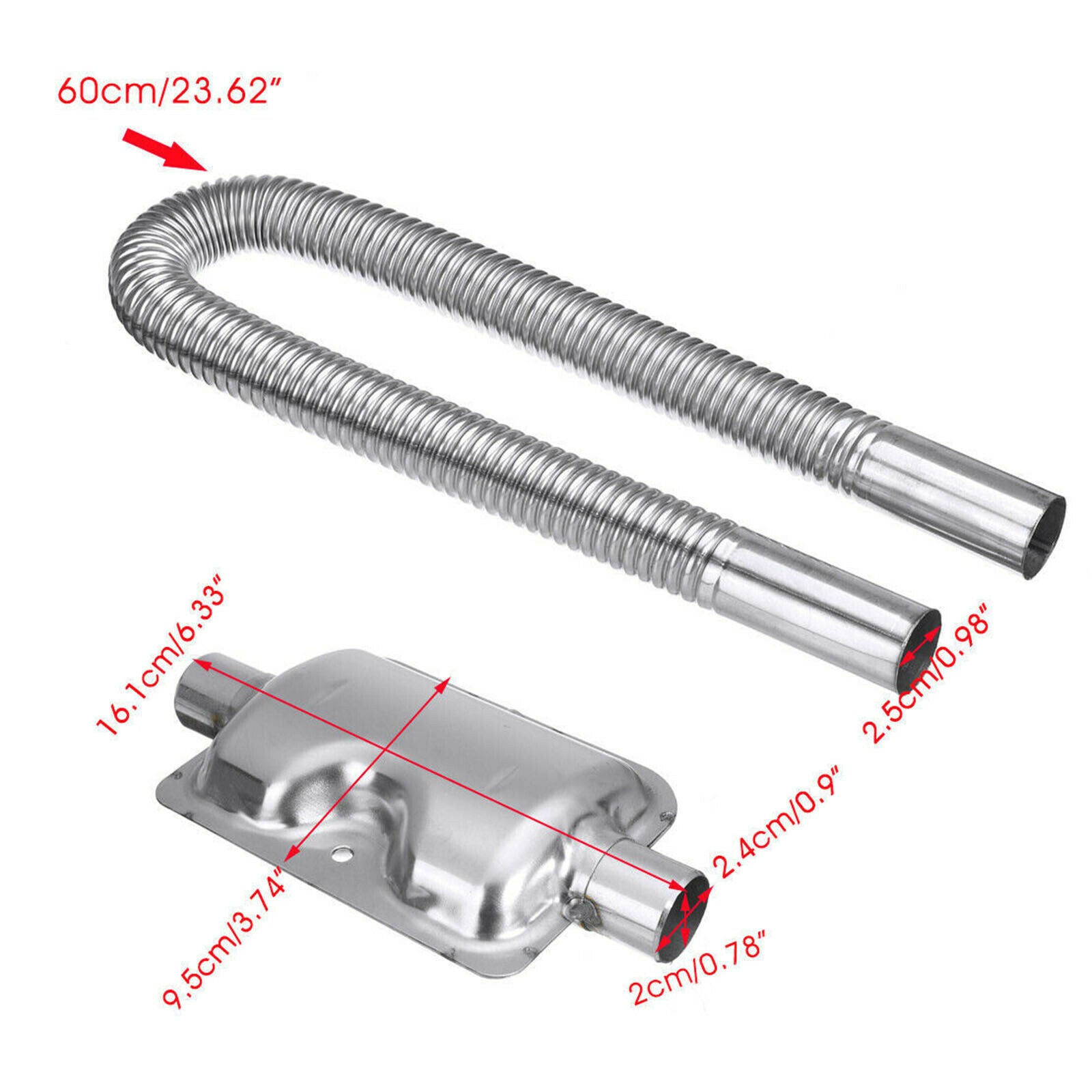 Car Exhaust Pipe Silencer Muffler Kit 1" Inner Diameter Pipe for Eberwebasto