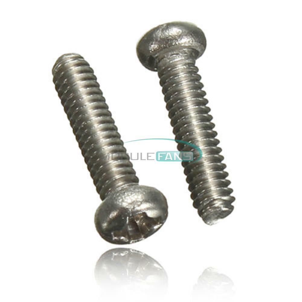 50PCS Stainless Steel M2X6mm Screws Round Head Plain End Metric Machine