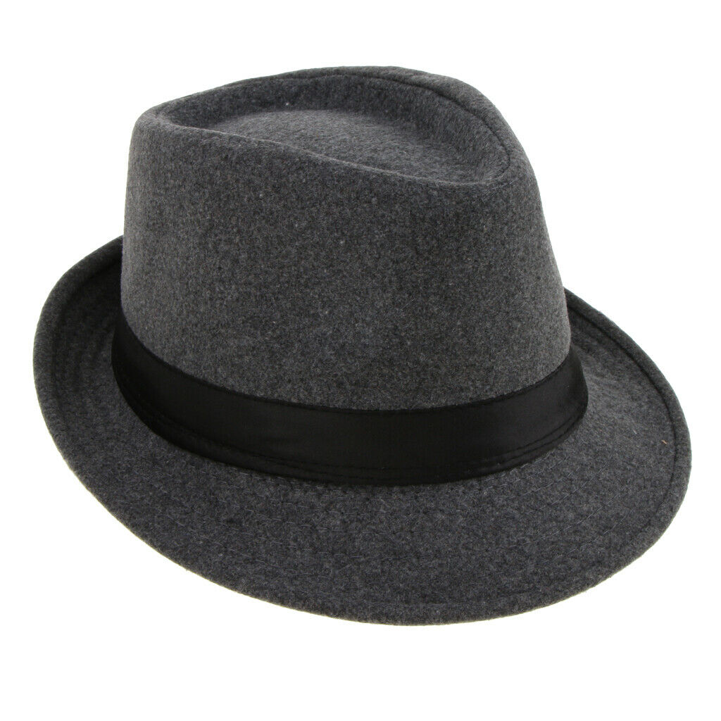 2x Retro Fedora Hat Warm Manhattan Structured Wool Trilby Jazz Panama Hat