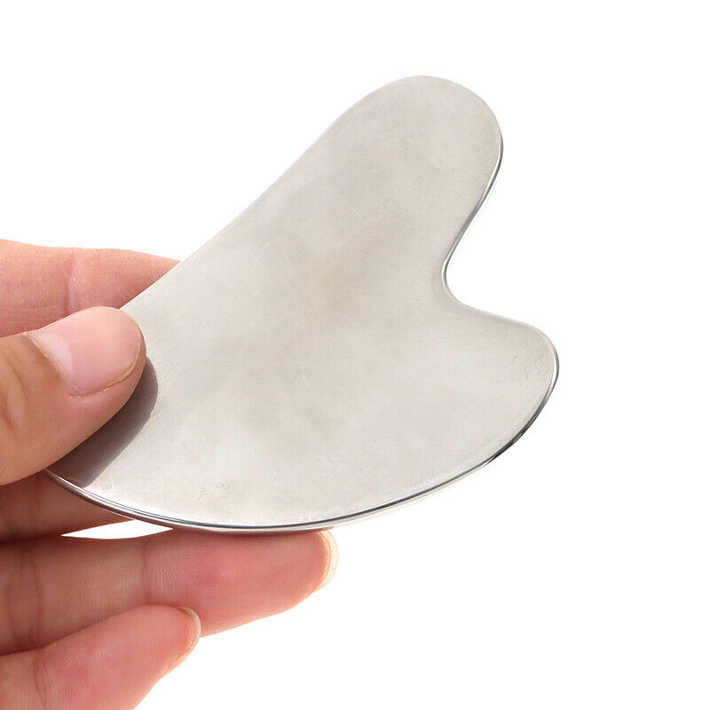 Stainless Steel Face Care Massager Facial Roller GuaSha Board Tool Beauty HealI7