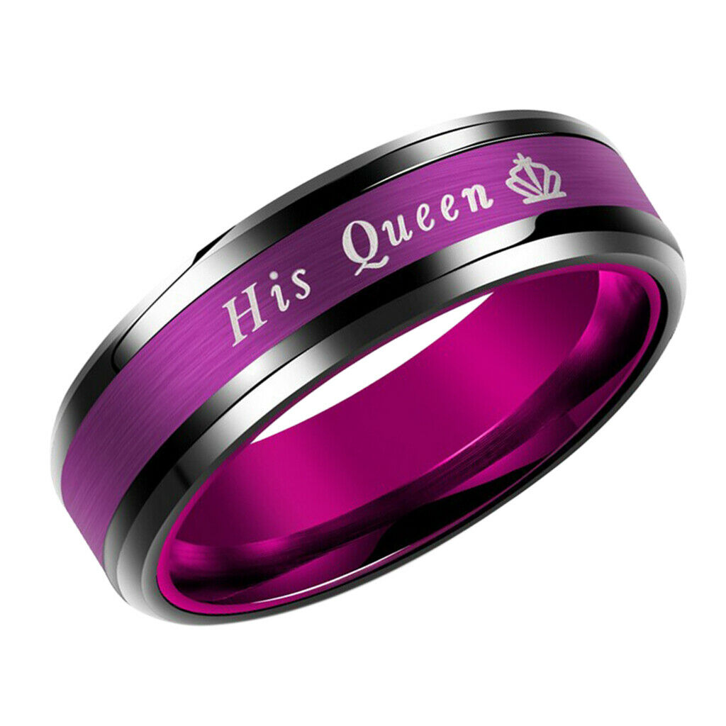 Titanium Steel Couple Ring Lover Ring Wedding Engagement Gift Purple 7 Size