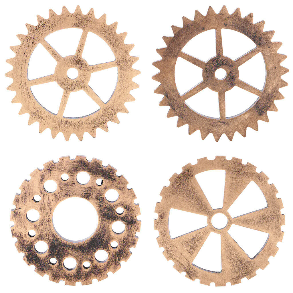 4Pcs Steampunk Wooden Gear Clock Home Wall Door Hanging Decoration Ornament