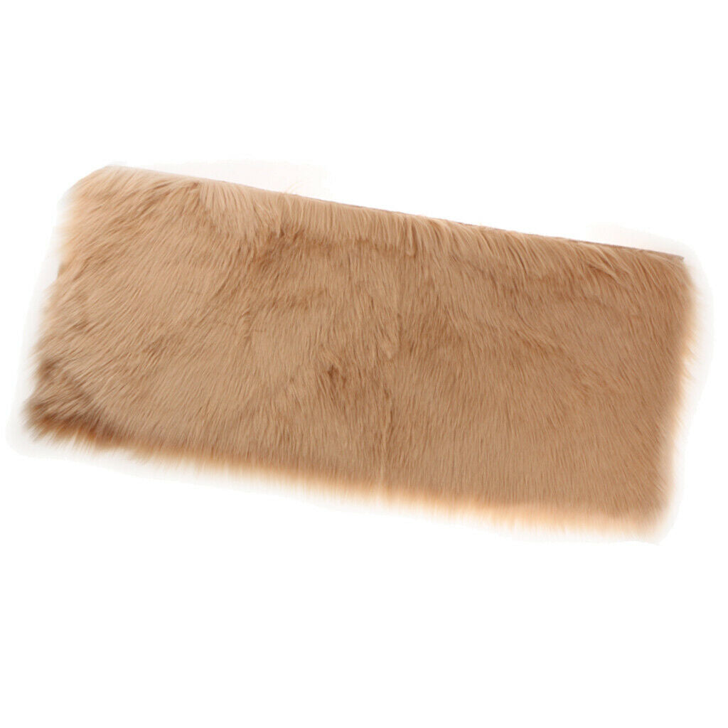 80x50cm Shaggy Sheepskin Rug Soft Non Shed Carpet Rug 5cm Pile Camel
