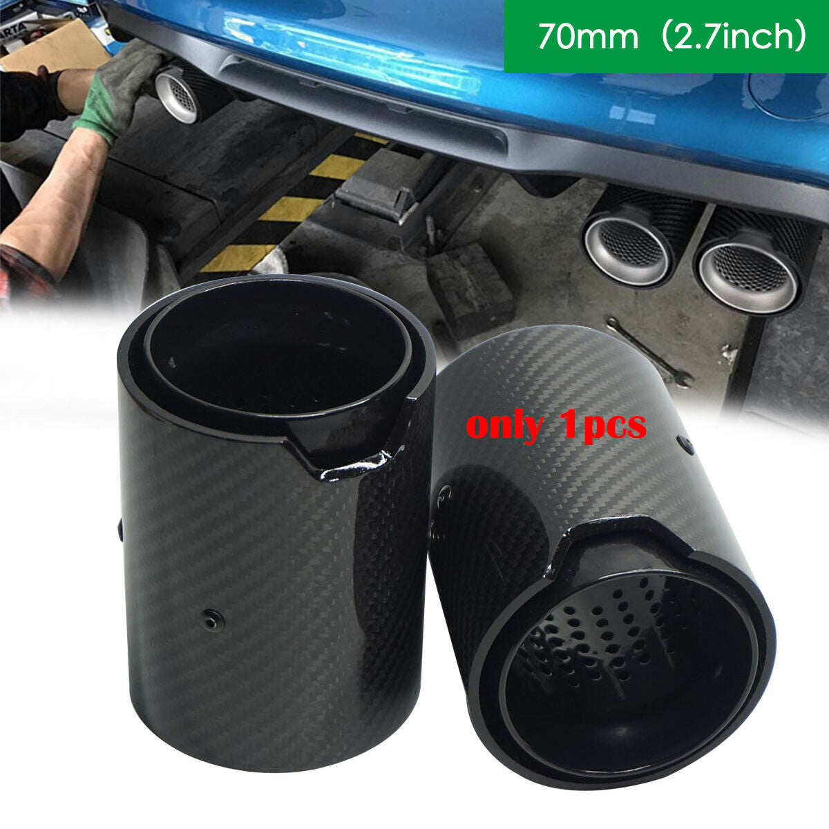 Real Carbon Fiber Polished Exhaust Tip Pipe For BMW M M2 F87 M3 F80 All Black