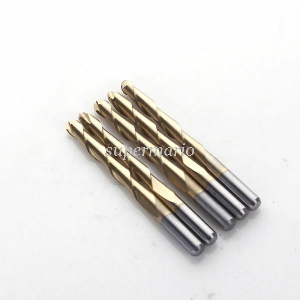 5x 1/8" Titanium Coated 2 Two Flute Carbide Ball Nose End Mills CNC Bits 22mm