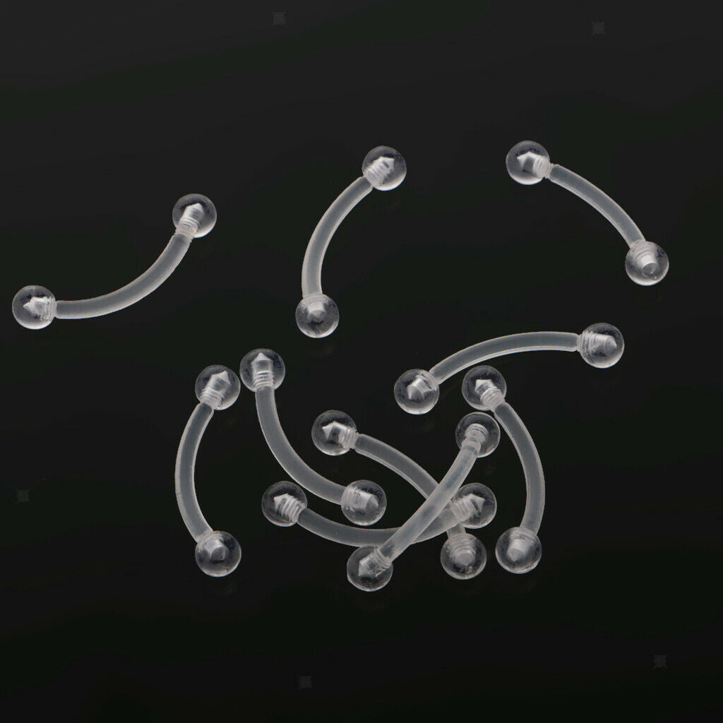 10 Pieces Acrylic Transparent Hoop Ring Bar Eyebrow Navel  18G