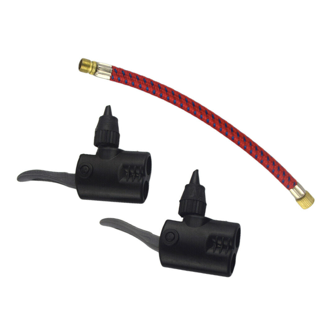 2x Nylon Pump Dual Head 6.5'' Bike Extension Hose Extend Tube Converter Adaptor
