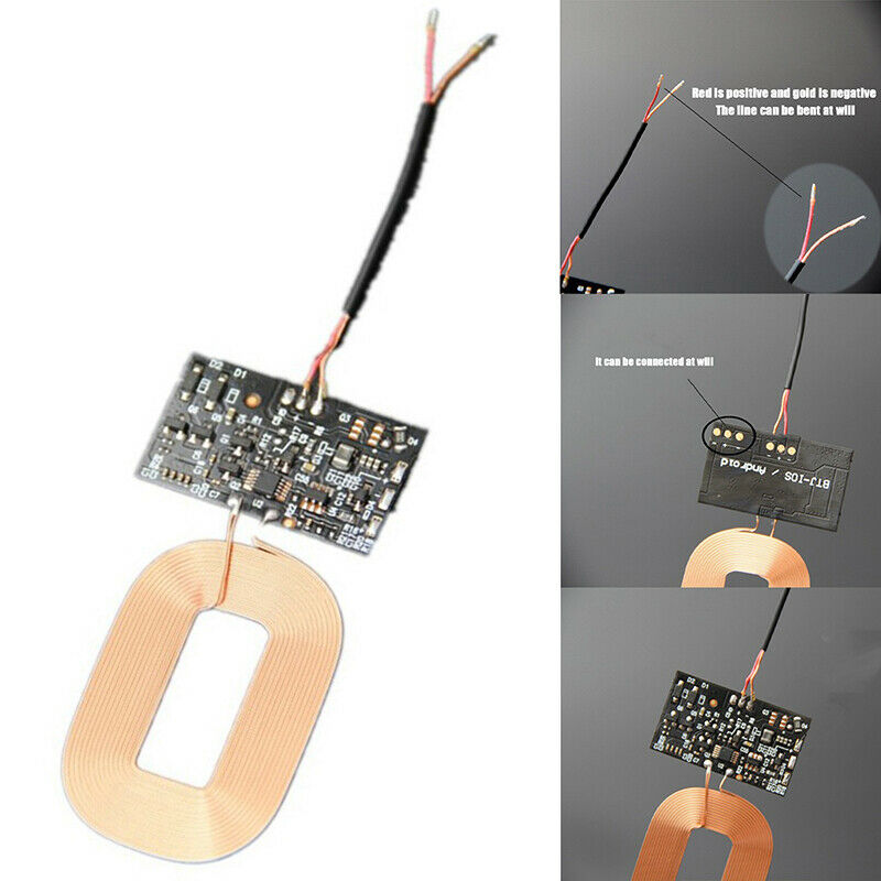 Qi Wireless Charger PCBA Circuit Board Receiver Module + Coil DIY Charging 5 Lt
