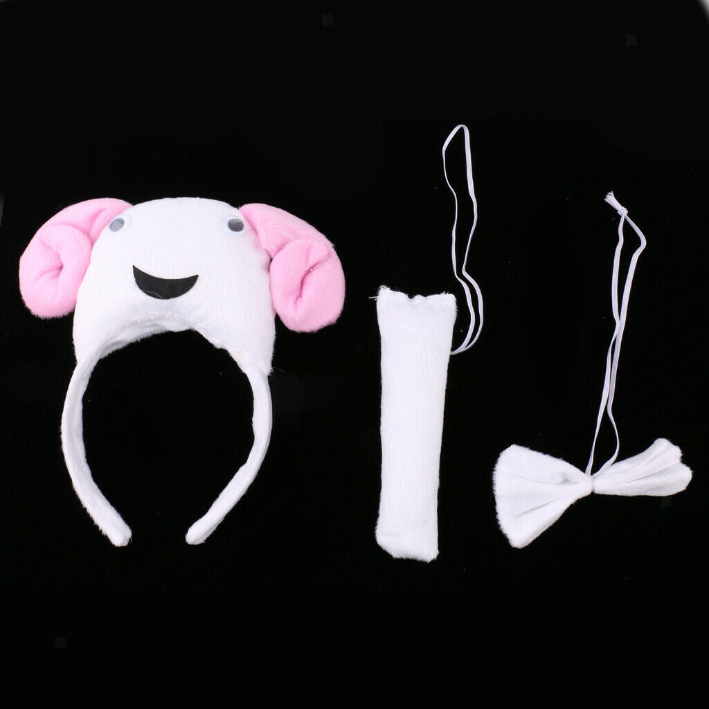 3 Pieces/Set Cute Animal Headband Bow Tie Tail Kids Party Fancy Dress Sheep