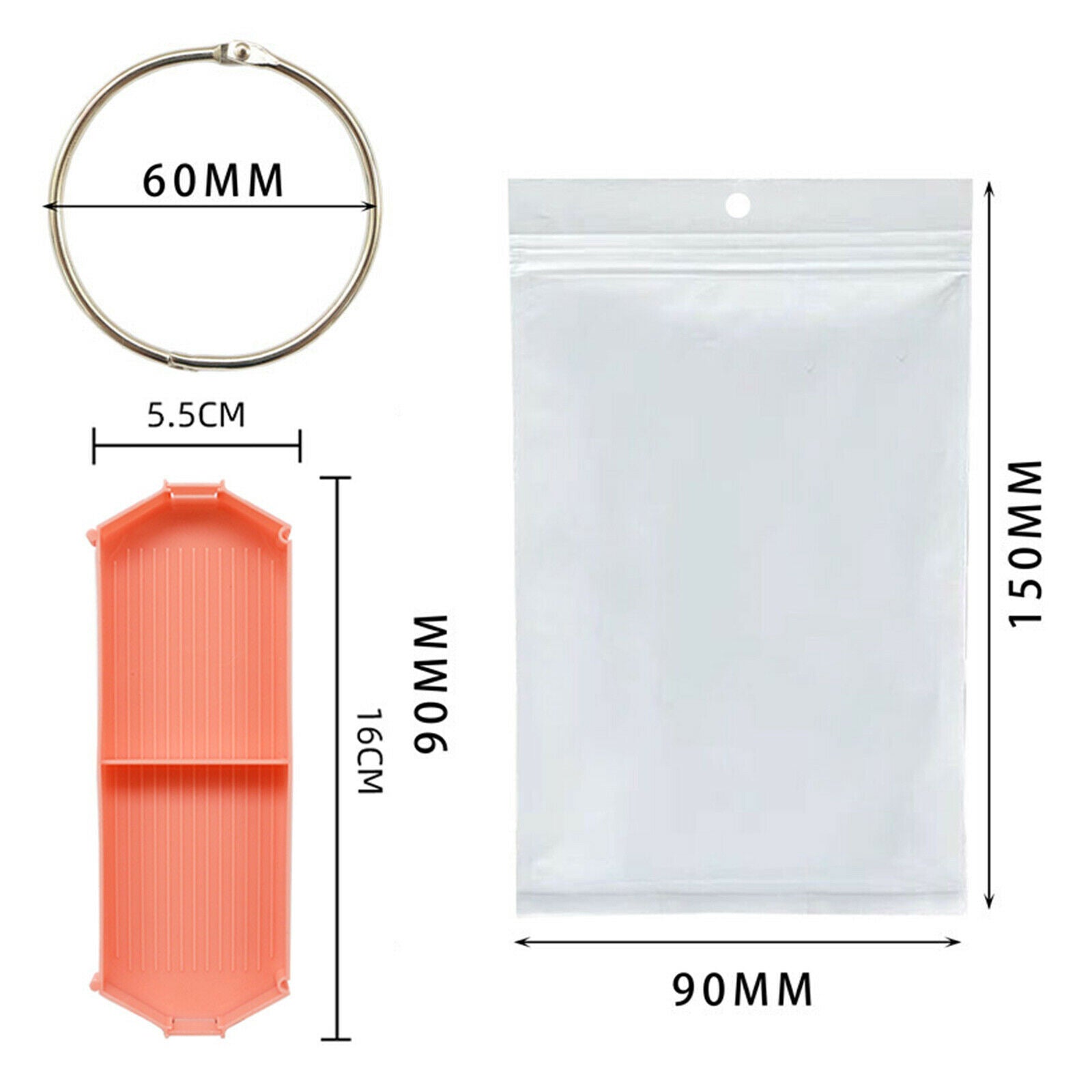 115Pcs 5D Diamond Painting Tools Tray Stickers Resealable Bag Binding Rings