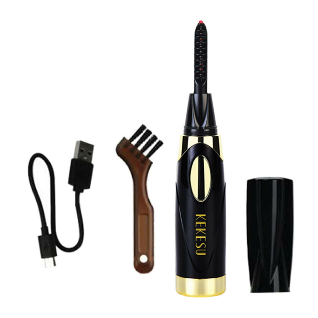 2 Pieces Mini Electric Heated Eyelash Curler Fast Heated Brush USB Charge