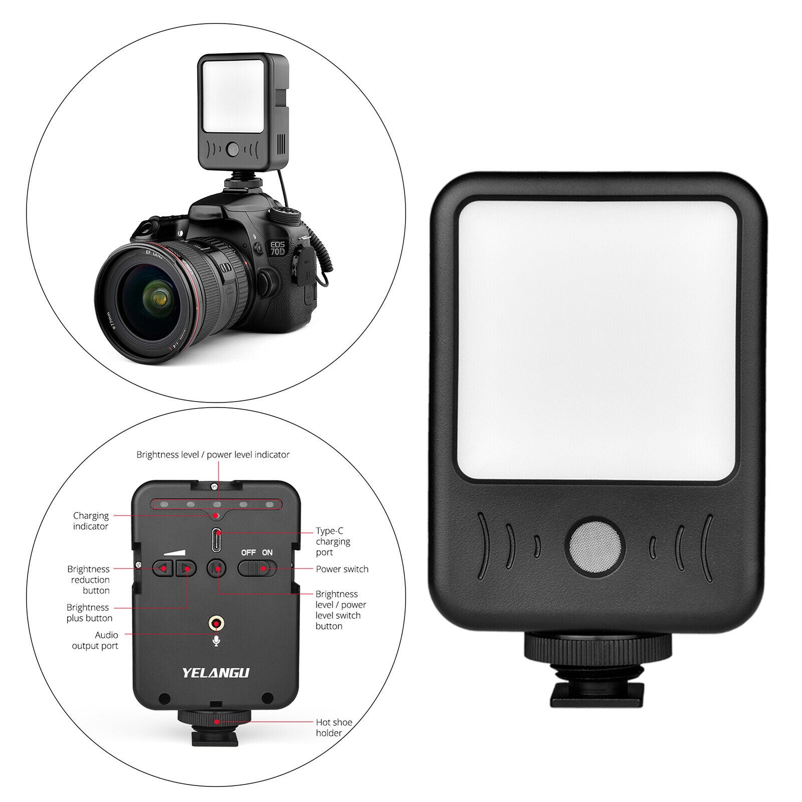 LED Video Light Mic Recording Live Streaming Fits for Laptops YouTube Video
